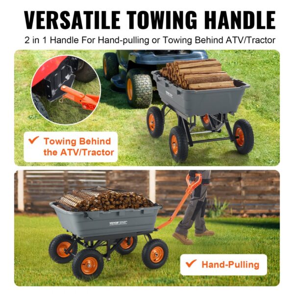VEVOR Transportwagen, Gartenkarre mit leicht zu montierendem Stahlrahmen, Gartenwagen mit umwandelbarem 2-in-1-Griff, Mehrzweck-Schubkarre mit 680 Tragfähigekit, ca. 33 cm Reifen – Bild 3 VEVOR Transportwagen, Gartenkarre mit leicht zu montierendem Stahlrahmen, Gartenwagen mit umwandelbarem 2-in-1-Griff, Mehrzweck-Schubkarre mit 680 Tragfähigekit, ca. 33 cm Reifen – Bild 3