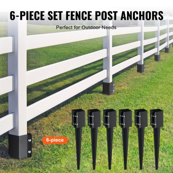VEVOR Erdspieß für Zaunpfosten, 6er-Pack, 113 x 113 x 610 mm Außendurchmesser (Innendurchmesser 8,9 x 8,9 cm), Metall, schwarz pulverbeschichtet, Erdspieß für Briefkästen, Terrassen, Gartengeländer – Bild 5 VEVOR Erdspieß für Zaunpfosten, 6er-Pack, 113 x 113 x 610 mm Außendurchmesser (Innendurchmesser 8,9 x 8,9 cm), Metall, schwarz pulverbeschichtet, Erdspieß für Briefkästen, Terrassen, Gartengeländer – Bild 5