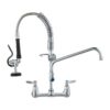 VEVOR Kommerzieller Wasserhahn mit Vorspülbrause, Küchenarmatur 53 cm Höhe, 30,5 cm Schwenkauslauf, Küchenspülenarmatur zur Wandmontage, Gerät aus Messing mit ausziehbarer Brause, für 1/2/3-Fach-Spüle