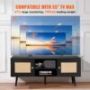 VEVOR Rattan-TV-Ständer, Fernsehschrank Boho-TV-Schrank für 140 cm Fernseher, Retro-TV-Ständer, Rattan-TV-Konsole mit verstellbaren Regalen & 2 Türen, für Wohnzimmer, Medienraum, Schwarz – Bild 3
