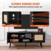 VEVOR Rattan-TV-Ständer, Fernsehschrank Boho-TV-Schrank für 140 cm Fernseher, Retro-TV-Ständer, Rattan-TV-Konsole mit verstellbaren Regalen & 2 Türen, für Wohnzimmer, Medienraum, Schwarz – Bild 4