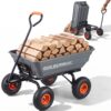 VEVOR Transportwagen, Gartenkarre mit leicht zu montierendem Stahlrahmen, Gartenwagen mit umwandelbarem 2-in-1-Griff, Mehrzweck-Schubkarre mit 270 kg Tragkraft, 25,4 cm Reifen