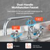 VEVOR Kommerzieller Wasserhahn mit Vorspülbrause, 63 cm Höhe, 305 mm Schwenkauslauf, Wandmontage Küchenspülenhahn, Messingkonstruktion mit Ausziehbarer Brause, für 1/2/3-Fach-Spüle – Bild 5