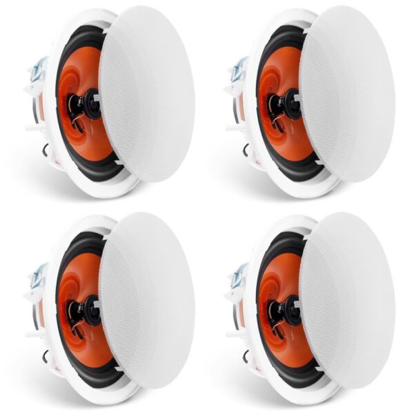 VEVOR 4er-Set ca. 20 cm Deckenlautsprecher, 100 W, Decken- und Wandeinbaulautsprechersystem mit 8 Ω Impedanz 89 dB Empfindlichkeit, für Zuhause, Küche, Wohnzimmer, Schlafzimmer oder überdachte Verande