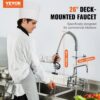 VEVOR Kommerzielle Küchenarmatur Wasserhahn mit Ausziehbarer Vorspülbrause, 66 cm Höhe, 203 mm Mitte, 305 mm Schwenkauslauf, Messing Küchenspülenarmatur zur Deckmontage, für 1/2/3-Fach-Spüle Silber – Bild 2