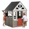 VEVOR Holzspielhaus Kinderspielhaus, Gartenhaus für Kinder ab 2 Jahren, Gartenspiele-Hütte, Spielhaus aus Zedernholz im Landhausstil mit Tür, Fenster, Blumentopfhalter, Grill, Herd und Spüle