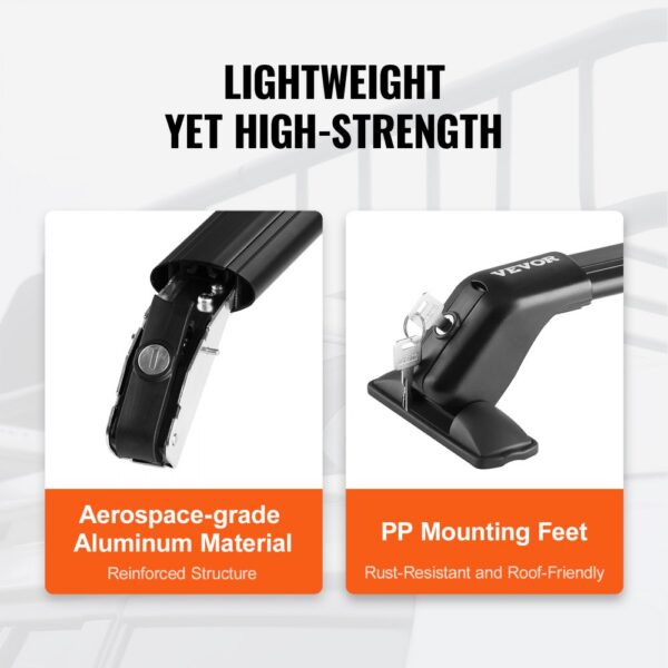 VEVOR Dachträger Dachgepäckträger Auto Querträger 2 Stk. Dachträger 70,3 kg Tragfähigkeit, geeignet für PKW Abstand zwischen Dachrinnen 105-109 cm, Abstand von Dachrinnen zu Fenstern 6 cm – Bild 5