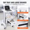 VEVOR Laborwagen mit 2 Ebenen, Laborwagen mit 1 Schublade und 1 oberem Tablett, mobiler medizinischer Wagen aus ABS-Material, Laborrollwagen mit 4 leisen Rädern für Labor, Klinik, Krankenhaus, Salon, weiß – Bild 5