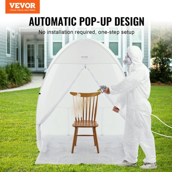 VEVOR Sprühfarben-Unterstand, 60 x 60 x 70 Zoll, tragbares Pop-Up-Sprühfarbenzelt mit integriertem Boden, Abluftfenster und Aufbewahrungstasche, faltbare Lackierkabine für Möbel, DIY-Hobby-Werkzeug-Malstation – Bild 2