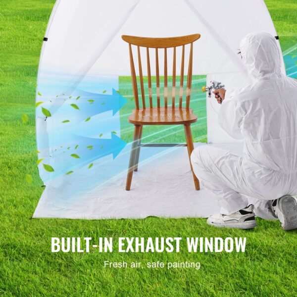 VEVOR Sprühfarben-Unterstand, 60 x 60 x 70 Zoll, tragbares Pop-Up-Sprühfarbenzelt mit integriertem Boden, Abluftfenster und Aufbewahrungstasche, faltbare Lackierkabine für Möbel, DIY-Hobby-Werkzeug-Malstation – Bild 4