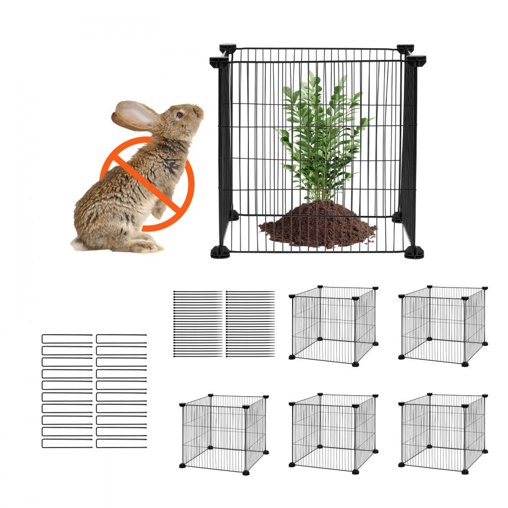 VEVOR 5er-Pack Pflanzenschutz vor Tieren, 15,35 x 15,35 Zoll Pflanzenschutz aus Hühnerdraht, Pflanzenkäfige für Pflanzen im Freien, Blumen und Gemüse, hält Hasen, Hühner und Eichhörnchen fern, 20-teiliges Metallgeflecht