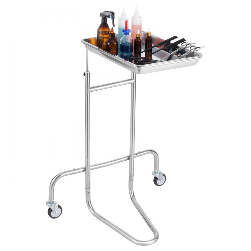 VEVOR Laborwagen aus Edelstahl, Laborwagen mit Einzelablage, mobiler medizinischer Wagen mit 2 leisen Rädern, Laborrollwagen für Labor, Klinik, Krankenhaus, Salon