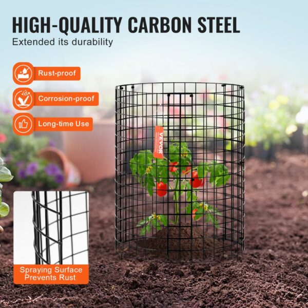 VEVOR 6er-Pack Pflanzenschutz vor Tieren, 32 cm Durchmesser x 35 cm Höhe, Pflanzenschutz aus Hühnerdraht, Pflanzenkäfige für Pflanzen im Freien, Blumen und Gemüse, hält Hasen, Hühner und Eichhörnchen fern, 18-teiliges Metallgeflecht – Bild 3