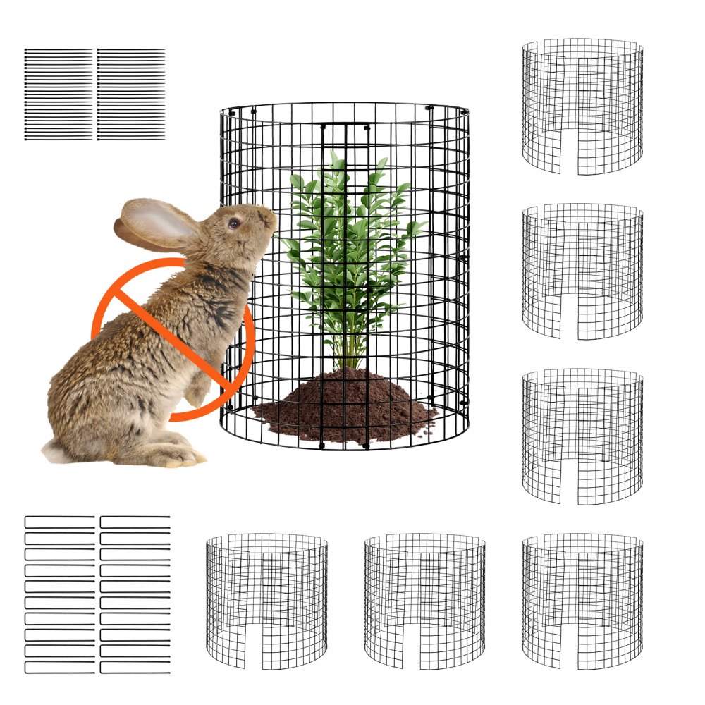 VEVOR 6er-Pack Pflanzenschutz vor Tieren, 32 cm Durchmesser x 35 cm Höhe, Pflanzenschutz aus Hühnerdraht, Pflanzenkäfige für Pflanzen im Freien, Blumen und Gemüse, hält Hasen, Hühner und Eichhörnchen fern, 18-teiliges Metallgeflecht