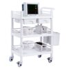VEVOR Laborwagen mit 3 Ebenen, Laborwagen mit 3 Ablagen und 4 leisen Rädern, mobiler medizinischer Wagen aus PP-Material, Laborrollwagen mit 3 Mülleimern für Labor, Klinik, Krankenhaus, Salon, weiß