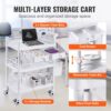 VEVOR Laborwagen mit 3 Ebenen, Laborwagen mit 3 Ablagen und 4 leisen Rädern, mobiler medizinischer Wagen aus PP-Material, Laborrollwagen mit 3 Mülleimern für Labor, Klinik, Krankenhaus, Salon, weiß – Bild 5