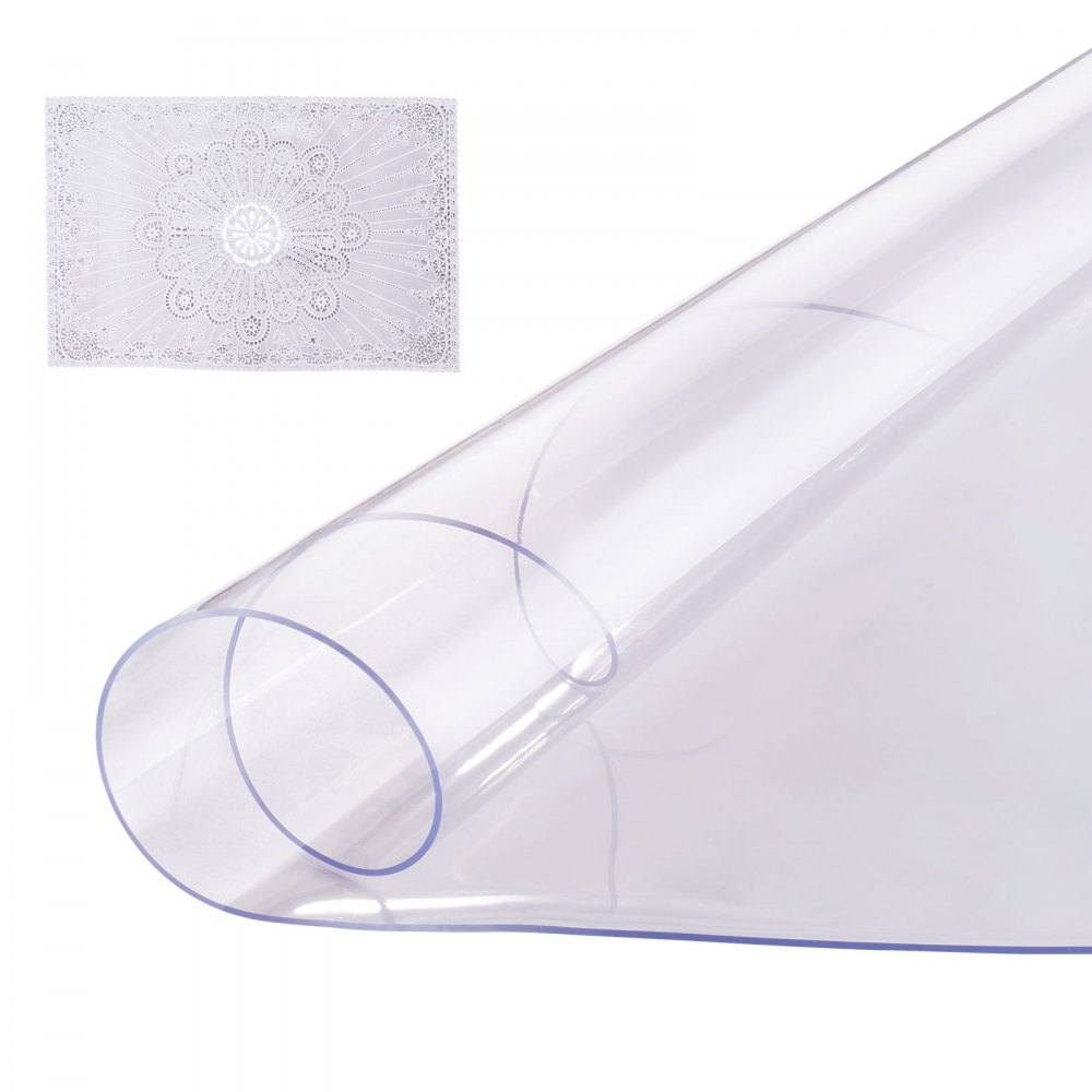 VEVOR Kunststoff-Tischdecke, 42 x 42 Zoll, 2,0 mm dick, transparenter Tischschutz, runde PVC-Schreibtischunterlage, wasserdichte und leicht zu reinigende Schreibtischunterlage, Tischdecke, für Büro, Kommode, Esszimmertisch, Nachttisch