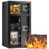 VEVOR Safe Tresor mit feuerfester Geldtasche, Doppeltüren-Safe 5,5 Kubikfuß, 2 höhenverstellbare Trennwände, digitaler Möbeltresor mit Schlüssel, Code, Safe für Geld Schmuck Wertsachen, Schwarz