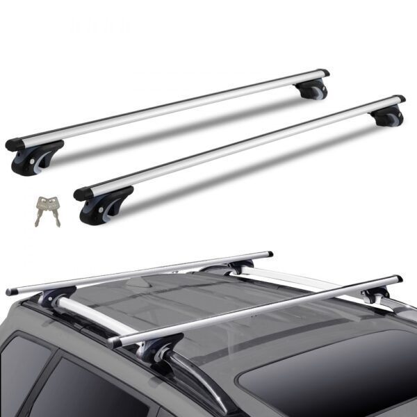VEVOR Dachträger Universal Dachgepäckträger Auto Alu Querträger 90 kg Tragkraft, für erhöhte Seitenschiene mit Lücke, passend Innenabstand des Dachbalkens 19-116 cm, Rohrdurchmesser 28-68 mm
