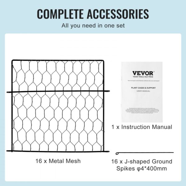 VEVOR 4er-Pack Pflanzenschutz vor Tieren, 34,3 x 34,3 cm Pflanzenschutz aus Hühnerdraht, Pflanzenkäfige für Pflanzen im Freien, Blumen und Gemüse, hält Hasen, Hühner und Eichhörnchen fern, 16-teiliges Metallgeflecht – Bild 5