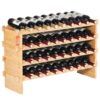 VEVOR Weinregal stapelbar 36 Flaschen, stabiles Flaschenregal, 4-stufiges Lagerregal aus massivem Bambusholz, freistehendes Weinregal, wackelfreie Regale für Küche, Bar und Keller (natürliche Farbe)