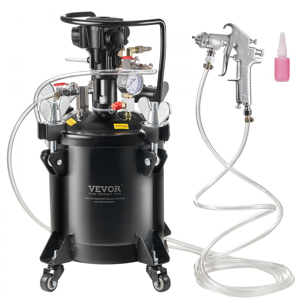 VEVOR Druckbehälter für Sprühfarbe, 10 L vollautomatischer Druckbehälter mit Rührfunktion, 70 psi einstellbarer Druck, Druckbehälter, Farbbehälter mit Spritzpistole und Schläuchen, für Malerei usw.