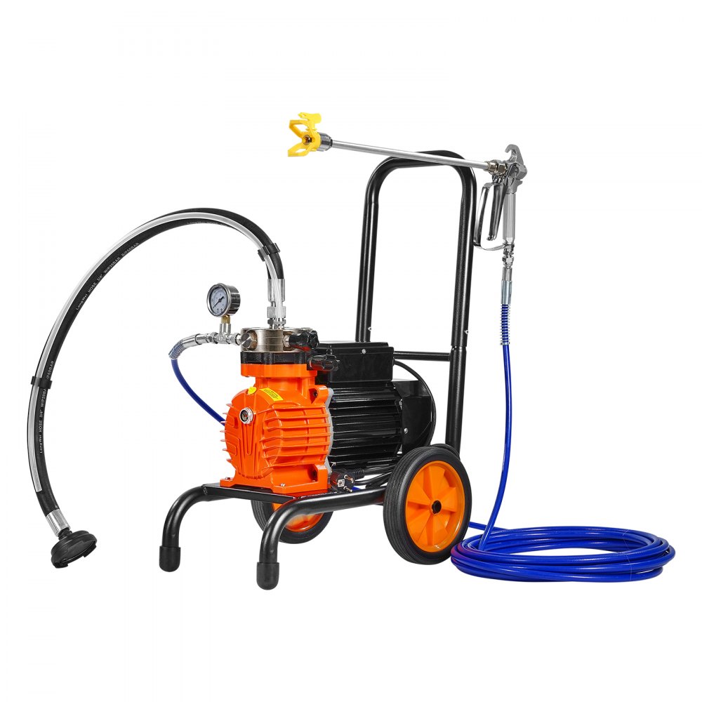 VEVOR Airless-Farbspritzgerät mit Membran, 900 W effizientes Airless-Farbspritzgerät mit Wagen, 1800 psi Airless-Farbspritzgerät, mit Verlängerungsstang, 1,8 L/min Hochdruck Airless Farbsprühsystem