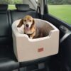 VEVOR Hundeautositz Hundesitzerhöhung fürs Auto mit Aufbewahrungstasche, ansteckbarer Sicherheitsleine und Schwammfüllung, Hundeautobett für kleine und mittelgroße Hunde bis 25 kg, braun