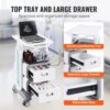 VEVOR Laborwagen mit 3 Ebenen, Laborwagen mit 2 Schubladen und 1 oberen Ablage, mobiler medizinischer Wagen aus ABS-Material, Laborrollwagen mit 4 leisen Rädern für Labor, Klinik, Krankenhaus, Salon, weiß – Bild 5