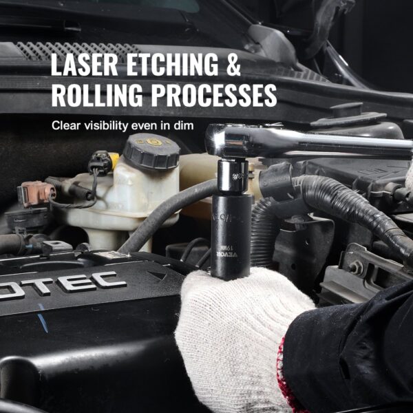VEVOR Steckschlüsselsatz Schlagsteckschlüsselsatz 3/8 Zoll, 15-teiliger tiefer Steckschlüsselsatz metrisch 8-22 mm, 6-Punkt-Cr-Mo-Legierungsstahl für Autoreparaturen, inkl. Werkzeugkoffer – Bild 5