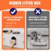 VEVOR Katzentoilettengehäuse für 2 Katzen, Katzentoilettenmöbel versteckt mit Doppelzimmern, Katzentoilettenschrank aus Holz passt in die meisten Katzentoiletten, 57,9"L x 18,3"B x 17,9"H, weiß – Bild 3