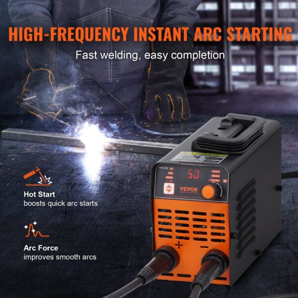 VEVOR 220 V Stabschweißgerät, 160 A ARC/Lift WIG-Schweißgerät mit großem LED-Display, tragbares 2-in-1-Stabschweißgerät mit Hot Start Arc Force Anti-Stick VRD, MMA ARC-Schweißgerät, Schweißen – Bild 4
