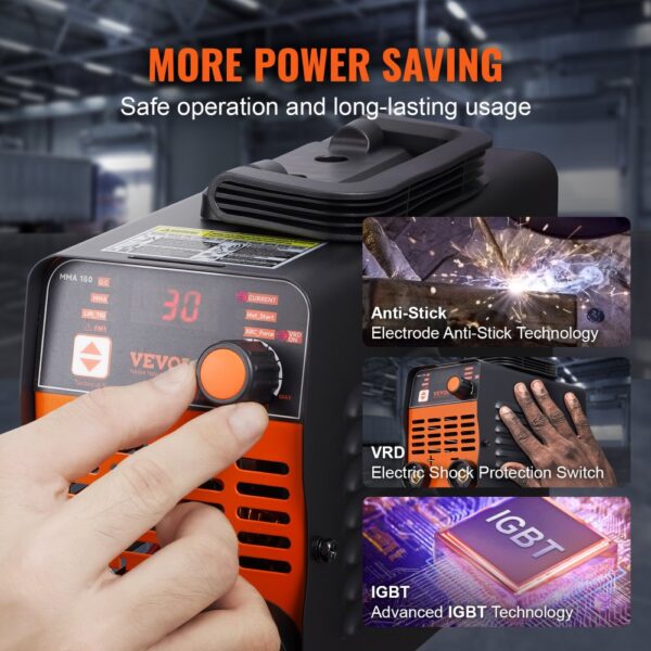VEVOR 220 V Stabschweißgerät, 160 A ARC/Lift WIG-Schweißgerät mit großem LED-Display, tragbares 2-in-1-Stabschweißgerät mit Hot Start Arc Force Anti-Stick VRD, MMA ARC-Schweißgerät, Schweißen – Bild 5
