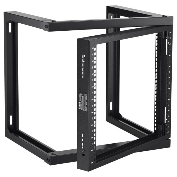 VEVOR 9U-Rack zur Wandmontage, 150 lbs/68,04 kg maximale Tragkraft, Server-Netzwerk-Rack mit offenem Rahmen und Käfigmutternschrauben, Karbonstahl 20,9 x 17,7 x 20,5 Zoll für 19 Zoll/482,6 mm AV- und Server-IT-Geräte, schwarz