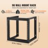 VEVOR 9U-Rack zur Wandmontage, 150 lbs/68,04 kg maximale Tragkraft, Server-Netzwerk-Rack mit offenem Rahmen und Käfigmutternschrauben, Karbonstahl 20,9 x 17,7 x 20,5 Zoll für 19 Zoll/482,6 mm AV- und Server-IT-Geräte, schwarz – Bild 4
