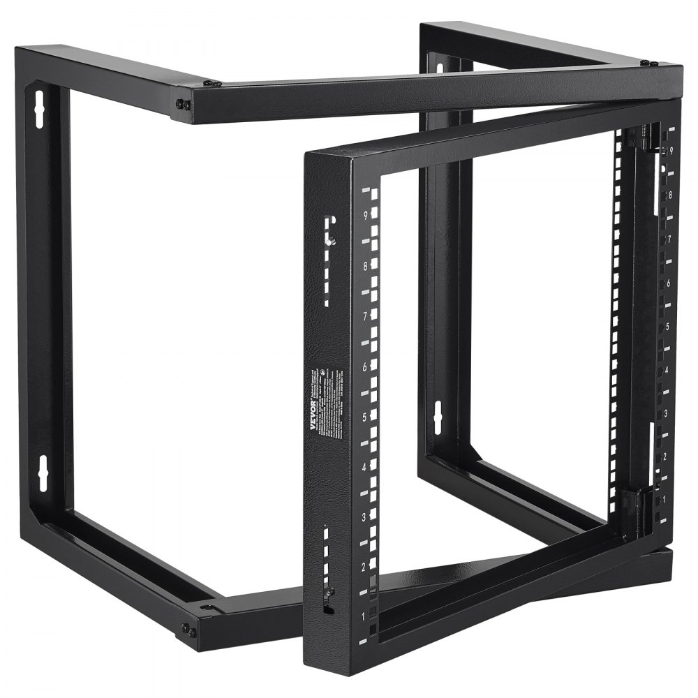 VEVOR 9U-Rack zur Wandmontage, 150 lbs/68,04 kg maximale Tragkraft, Server-Netzwerk-Rack mit offenem Rahmen und Käfigmutternschrauben, Karbonstahl 20,9 x 17,7 x 20,5 Zoll für 19 Zoll/482,6 mm AV- und Server-IT-Geräte, schwarz