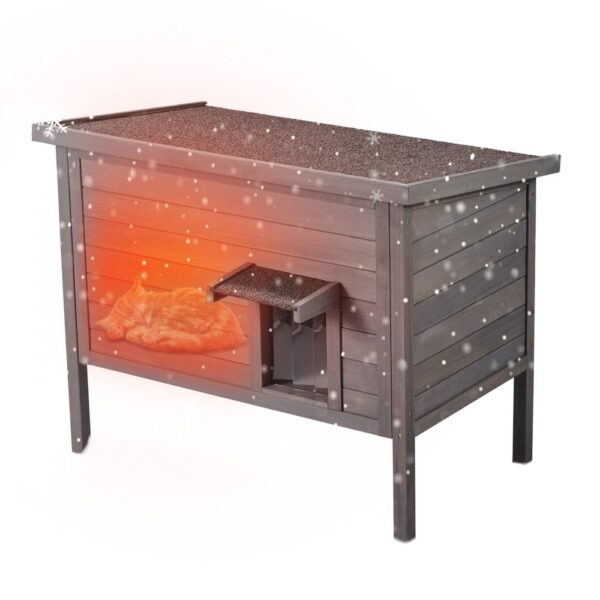 VEVOR Katzenhaus für draußen, wetterfest, Unterschlupf für Wildkatzen für mehrere Katzen, Katzen-/Kaninchenhaus aus Holz für draußen, rundum schaumisoliert, offenes Dach, Türklappen aus PVC, 86,4 cm L x 56,4 cm B x 68,6 cm H