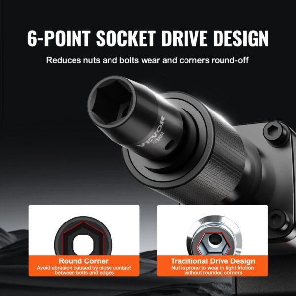 VEVOR 3/8-Zoll-Schlagsteckschlüsselsatz, 14-teiliger flacher Steckschlüsselsatz metrisch 7–20 mm, 6-Punkt-Cr-Mo-Legierungsstahl für Autoreparatur, leicht lesbare Größenmarkierungen, robuste Konstruktion, inklusive Aufbewahrungskoffer – Bild 4