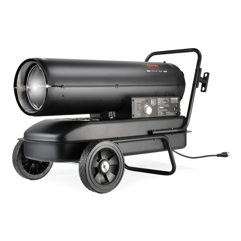 VEVOR Kerosin-/Diesel-Warmluftheizung, 100.000 BTU Torpedo-Raumheizer, tragbar mit Thermostatregelung, 38-Liter-Tank, effizienter Kerosinheizer für den Innen- und Außenbereich für Zuhause, Baustelle, Industrie, Werkstätten, Schwarz