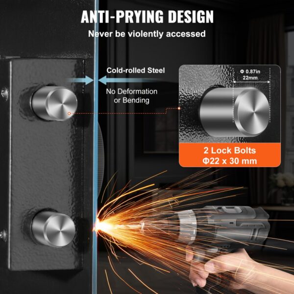 VEVOR 3-stufiger Waffentresor Wandtresor Safe, 3 herausnehmbaren Regalen 6 Schlüsselhaltern LED-Licht Vibrationsalarm, Tastenfeld und Schlüssel, für Langwaffe Pässe Schmuck Bargeld wichtige Dokumente – Bild 4