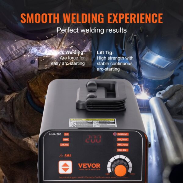 VEVOR Schweißgerät ARC 200A Stab/Lift WIG 2-in-1 Schweißer Elektroden Hot Start – Bild 3