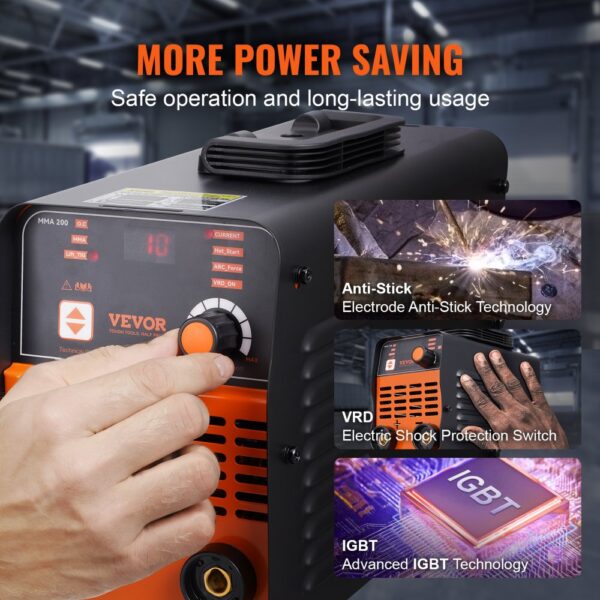 VEVOR Schweißgerät ARC 200A Stab/Lift WIG 2-in-1 Schweißer Elektroden Hot Start – Bild 5