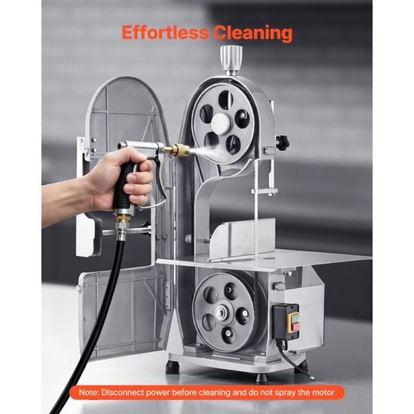 VEVOR Kommerzielle elektrische Fleischbandsäge, 1800 W Edelstahl-Knochensäge für die Arbeitsplatte, Arbeitsfläche 15 x 19,1 Zoll, maximale Schnittstärke 7,09 Zoll, Gefrierfleischschneider mit 5 Klingen für Rippchen, Schweinefleisch und Rindfleisch – Bild 5