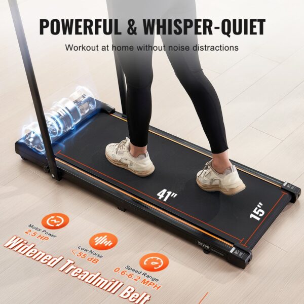 VEVOR Walking Pad Laufband unter den Schreibtisch, Laufband zum Arbeiten, klappbares Laufband mit 120 kg Tragkraft, tragbares 2 in 1 Pad mit 2,5 PS, Griffstange Fernbedienung LED-Anzeige 1-10 km/h – Bild 3 VEVOR Walking Pad Laufband unter den Schreibtisch, Laufband zum Arbeiten, klappbares Laufband mit 120 kg Tragkraft, tragbares 2 in 1 Pad mit 2,5 PS, Griffstange Fernbedienung LED-Anzeige 1-10 km/h – Bild 3