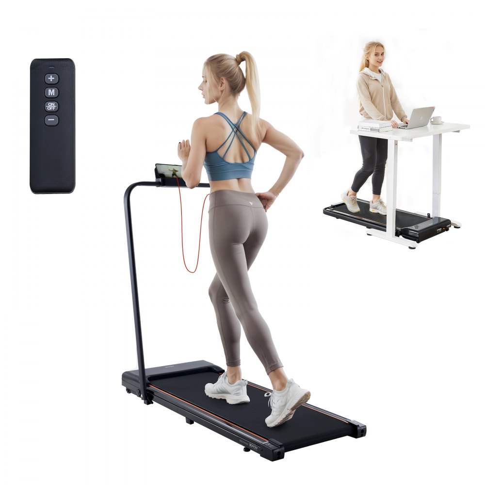 VEVOR Walking Pad Laufband unter den Schreibtisch, Laufband zum Arbeiten, klappbares Laufband mit 120 kg Tragkraft, tragbares 2 in 1 Pad mit 2,5 PS, Griffstange Fernbedienung LED-Anzeige 1-10 km/h