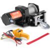 VEVOR Elektrische Seilwinde, 2000 lb Seilzugkapazität, 12 V DC ATV/UTV-Winde mit Φ5/32 in x 39 ft 7-Strang-Stahlkabelrolle, Kabelfernbedienung, IP55 wasserdicht zum Abschleppen von UTV ATV im Gelände
