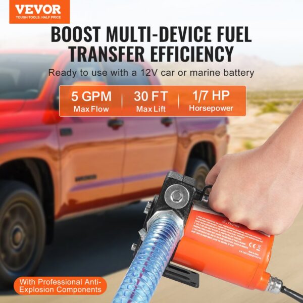 VEVOR Dieselpumpe, 12 V DC, 5 GPM, 1/7 PS, Heizölpumpe mit automatischer Abschaltung der Pistole, Umfüllpumpe, langer Einlass- und Auslassschlauch für Benzin, Diesel, Kerosin, Methanol-Mischungen – Bild 2 VEVOR Dieselpumpe, 12 V DC, 5 GPM, 1/7 PS, Heizölpumpe mit automatischer Abschaltung der Pistole, Umfüllpumpe, langer Einlass- und Auslassschlauch für Benzin, Diesel, Kerosin, Methanol-Mischungen – Bild 2