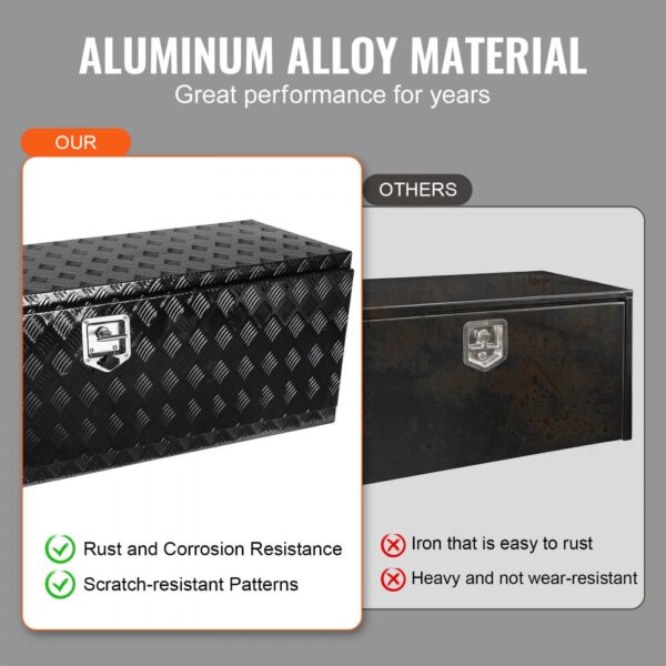 VEVOR Truckbox Werkzeugbox, Unterboden-Anhängerbox, Werkzeugkasten 1524 x 432 x 457 mm Pickup-Aufbewahrungsbox, Aluminiumlegierung, 50 kg belastbarer Werkzeugkasten, abschließbare Aufbewahrungsbox – Bild 4
