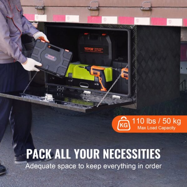VEVOR Truckbox Werkzeugbox, Unterboden-Anhängerbox, Werkzeugkasten 1219 x 610 x 610 mm Pickup-Aufbewahrungsbox, Aluminiumlegierung, 50 kg belastbarer Werkzeugkasten, abschließbare Aufbewahrungsbox – Bild 3
