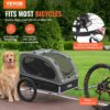 VEVOR Hundeanhänger 40 kg Fahrradanhänger Kohlenstoffstahl + 600D Oxford-Gewebe + PP faltbar 1440 x 720 x 779 mm als Anhänger Gefaltete Größe 760 x 560 x 195 mm Schwarz&Grau – Bild 2